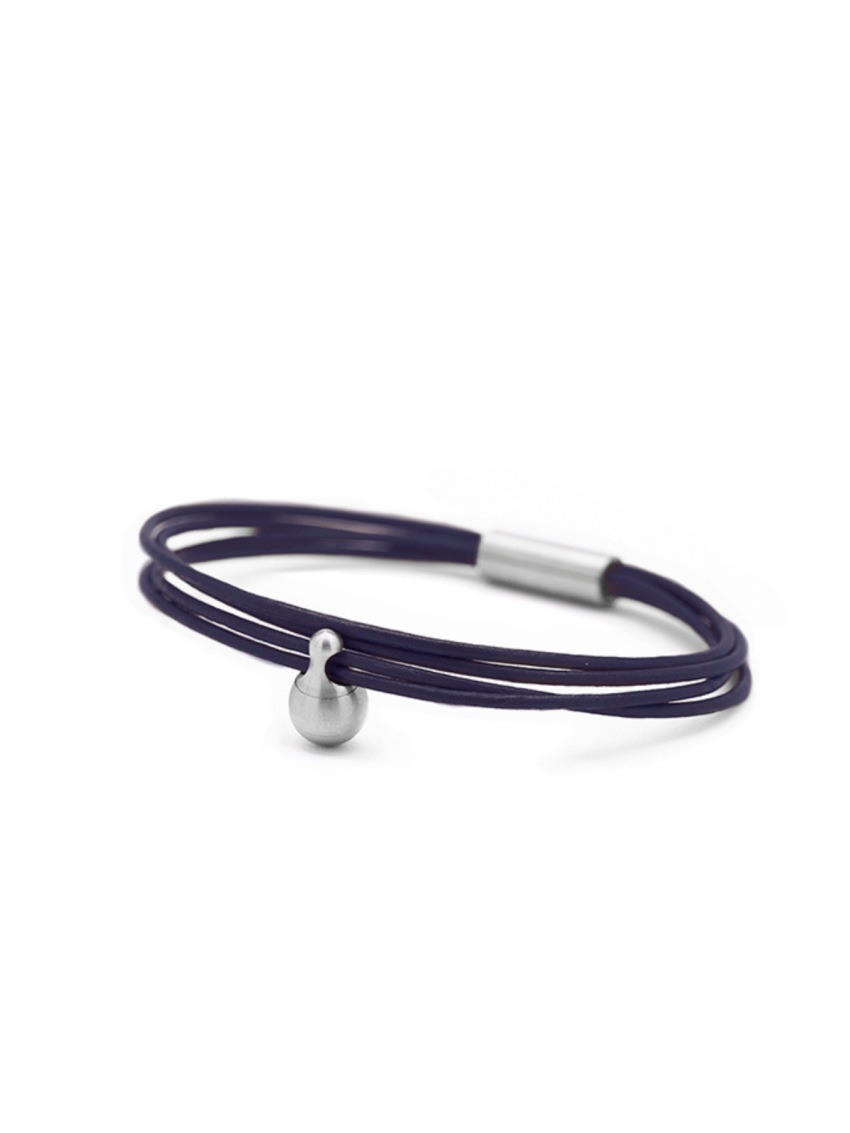 Fijn leder Navy blauw staal