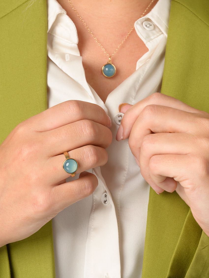 Agaat blauw verguld