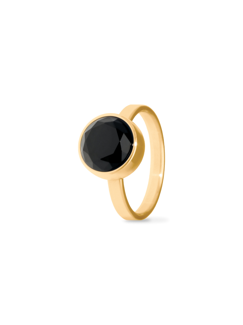 Zwarte onyx facet verguld 