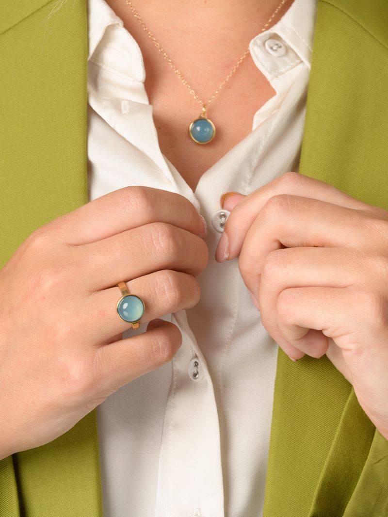 Agaat blauw verguld
