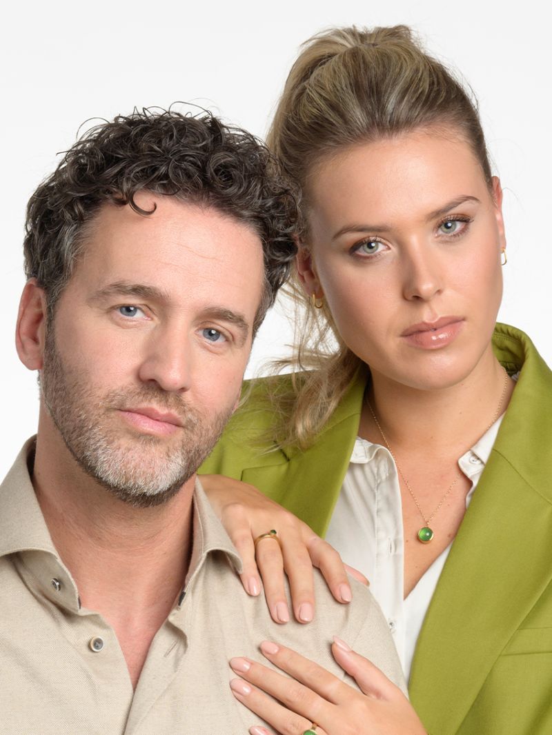 Agaat groen verguld